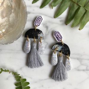 Geometric Disco Ball Tassel Earrings